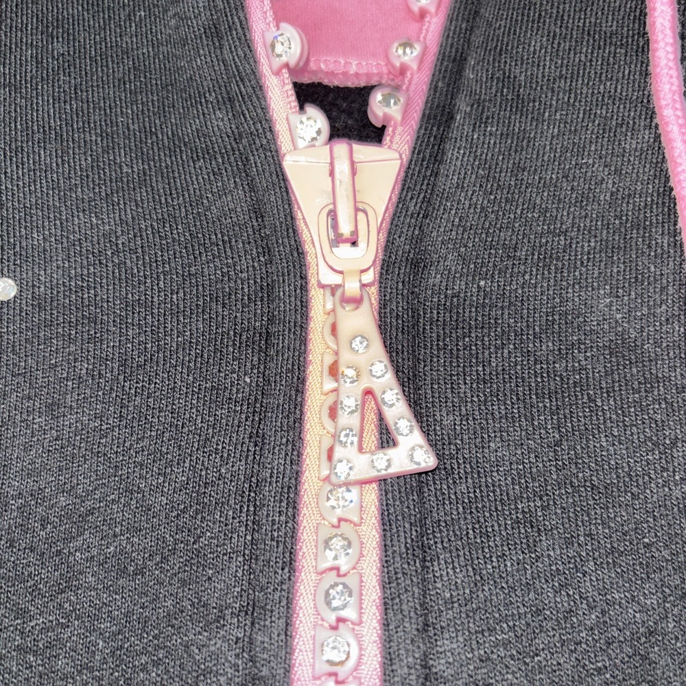Quacker Factory Embellished Studded Full Zip Black/pink‎ Hoodie Womens XL - Picture 5 of 7